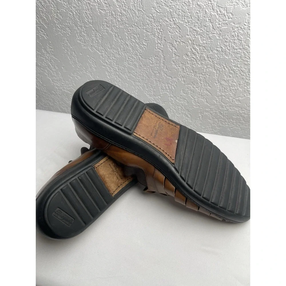 Bragano Italian Woven Brown Leather Slip-On Shoes Size 12M